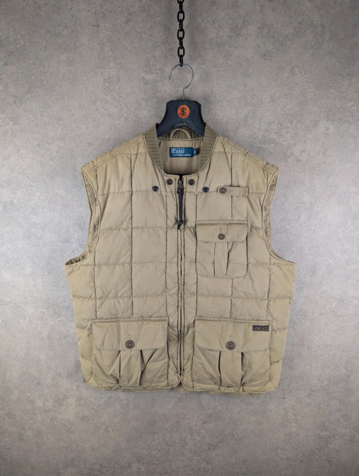 Ralph Lauren Polo Gilet Mens XL Extra Large Brown Technical Vintage 90s