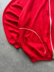 Vintage 1980s Italian Track Jacket Men’s XL Red Full Zip Oversized Baggy Retro