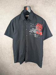 Staccato Shirt Mens Medium M Black Y2K Short Sleeve
