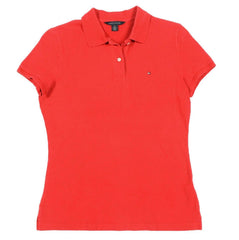Tommy Hilfiger Polo Shirt Womens Medium m Red Short Sleeve