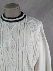 St Michael Vintage 1980s Cable Knit Jumper Men’s Extra Large Cream