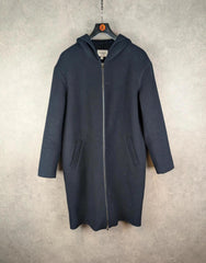 Urban Revivo Coat Womens L Large Navy Hooded Full Zip