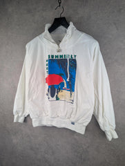Trigema Sweatshirt Womens M Medium White Vintage 80s Quarter Zip