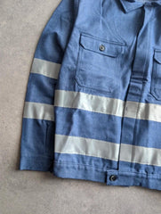 Vintage Jacket Men's Large Utility Workwear Blue Hi Vis Industrial Chore Coat