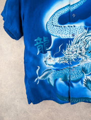 Snow Dragon Shirt Mens M Medium Blue Y2K Dragon Print