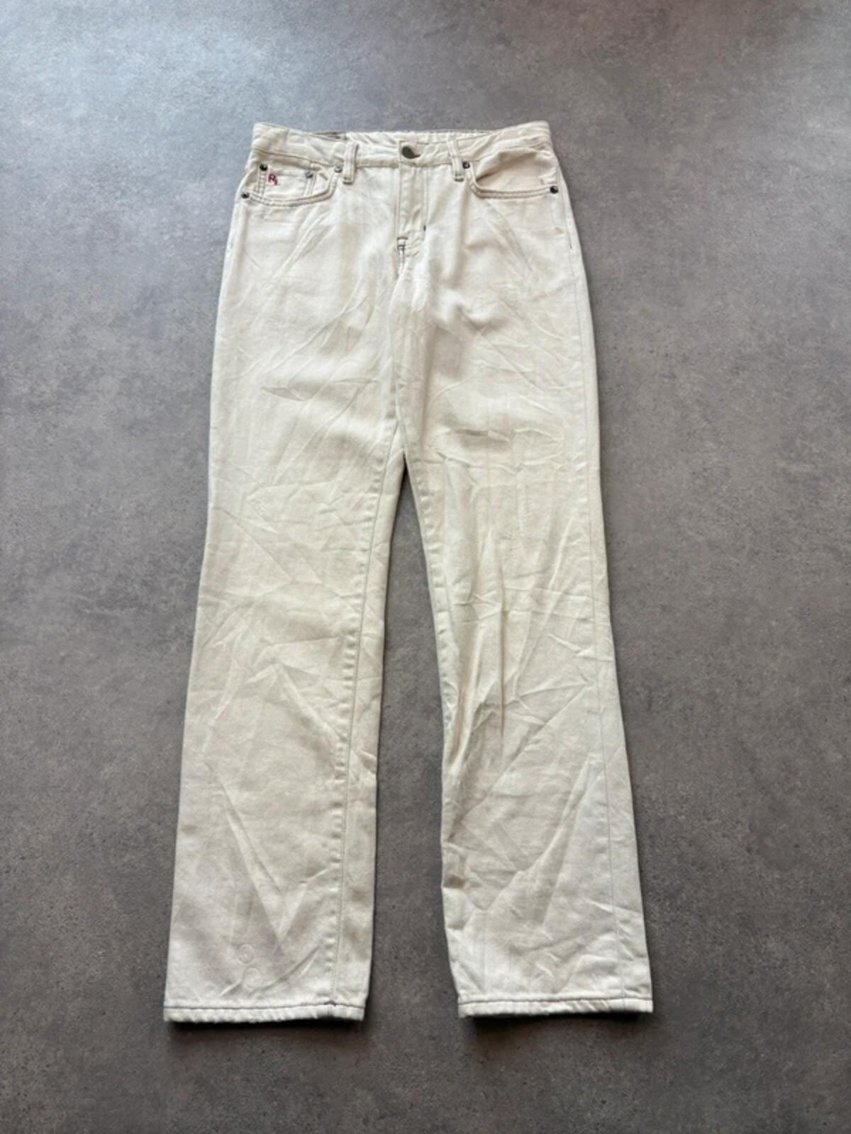 Ralph Lauren Jeans Women’s Size 16 Cream Vintage Straight Leg Distressed Y2K