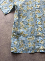 Vintage 1990s Crocodile Shirt Men’s Large Blue Hawaiian Tropical Leaf Print