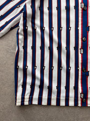 Vintage 1990s Shirt Men’s Large White Blue Red Stripe Pointed Collar Retro