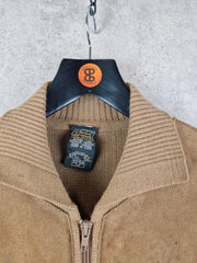 Vintage St Michael suede jacket mens small brown wool full zip Chore casual