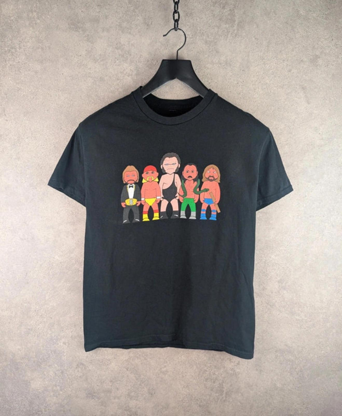 Wrestling Print T-Shirt Mens Medium M Black Hulk Hogan Print