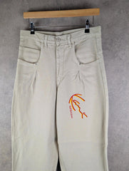 Karl Kani Jeans Mens W32 L32 Cream Tapered Vintage Y2K Deadstock