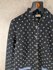 John Hahn Jacket Womens L Large Black Poker Dot Wool