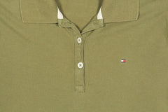 Tommy Hilfiger Polo Shirt Womens Medium m Khaki Short Sleeve