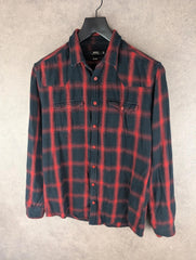 Indigo Shirt Mens M Medium Checked Flannel Cotton