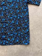 Vintage 1990s Shirt Men’s Large Blue Retro Geometric Short Sleeve Button Up
