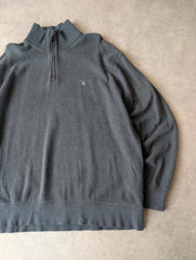 Gant Pullover Jumper Men’s 3XL Grey Cotton Casual Knitwear Quarter Zip