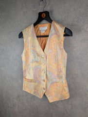 Escada Waistcoat Womens XS Extra Small Paisley Silk