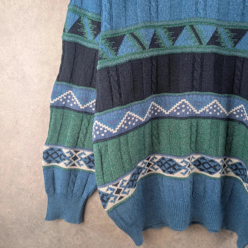 Company Jumper Mens Large L Blue Vintage Knitted Pullover Italian