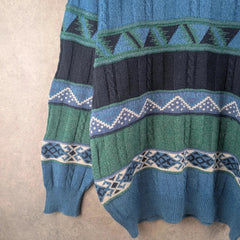 Company Jumper Mens Large L Blue Vintage Knitted Pullover Italian