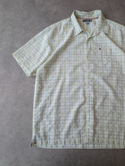 Quiksilver Shirt Men’s XL Green Checked Short Sleeve Button Up Y2K Surf Skater