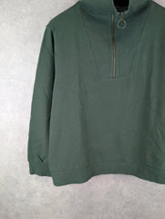 Seasalt Cornwall Jumper Womens Size 24 Green Pullover Quarter Zip Organic Cotton