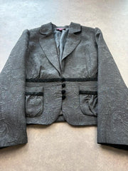 August Silk Y2K Jacket Women’s Medium Black Paisley Tailored Blazer