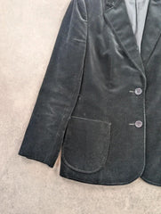 Vintage 1980s St Michael Blazer Women's 14 Velvet Jacket Black