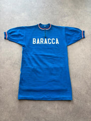Vintage 1970s Cycling Jersey Men’s Small Blue Wool Baracca Retro Racing Shirt
