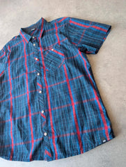 Animal Y2K Shirt Men’s XL Blue Checked Short Sleeve Button Up Surf Skate
