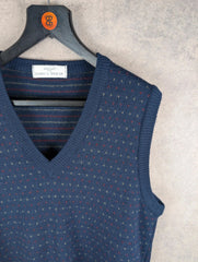 St Michael Vest Mens Large L Navy Knitted Pullover Vintage 90s