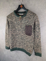 Anerkjendt Jumper Mens Medium M Brown Quarter Zip Wool