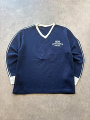 Vintage 1970s Cycling Jersey Men’s Medium Navy Long Sleeve Retro Sportswear