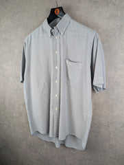 Thomas Burberry Shirt Mens Large L Grey Short Sleeve Cotton