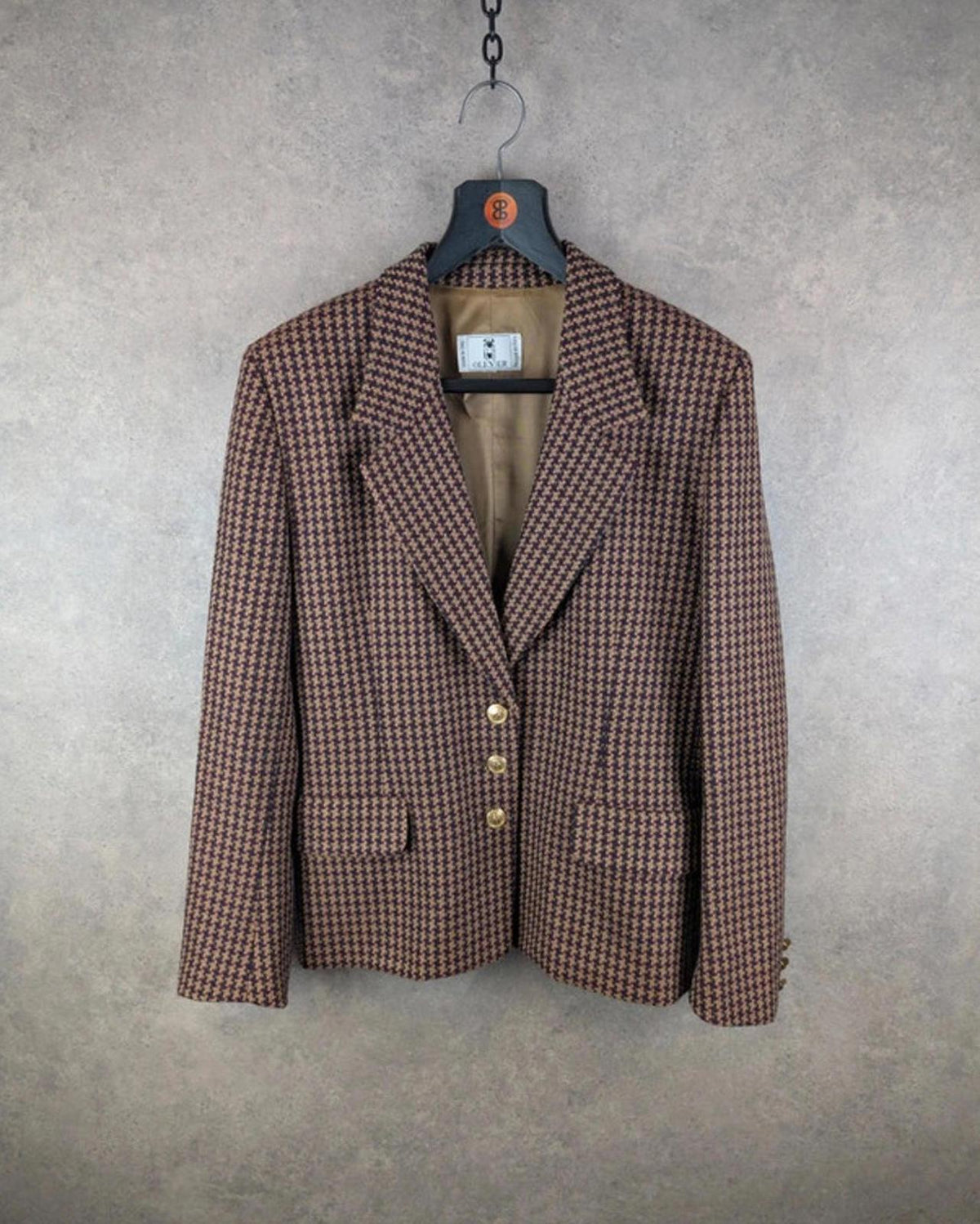 Oliver Jacket Womens Medium M Brown Vintage 90s Dog Tooth Blazer Lambswool