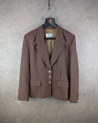 Oliver Jacket Womens Medium M Brown Vintage 90s Dog Tooth Blazer Lambswool