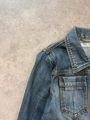 Bien Bleu Denim Jacket Women’s Small Y2K Cropped Fitted Blue