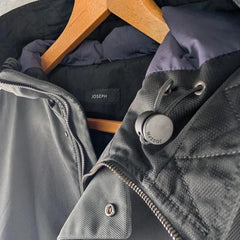 Joseph Coat Mens Large Black Hooded Full Zip Waterproof