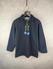 Vintage Fleece Womens M Medium Navy Floral