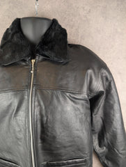 Sardar Jacket Womens XS Extra Small Leather Black Oversized Vintage 90s