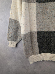 Vintage Knitted Jumper Womens Medium M Roll Neck Checked