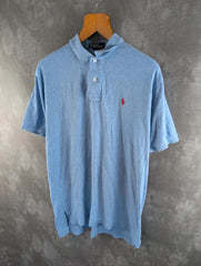 Ralph Lauren Polo Shirt Mens Medium M Blue Vintage 90s Short Sleeve