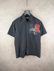 Staccato Shirt Mens Medium M Black Y2K Short Sleeve
