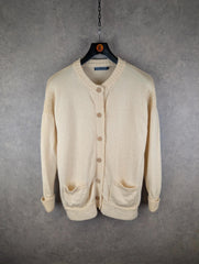 WoolOvers Jumper Womens Large L Yellow Vintage Wool Knitted Cardigan