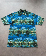 Tailor & Son Shirt Men’s Medium Blue Hawaiian Holiday Tropical Short Sleeve