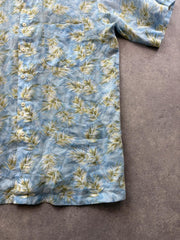 Vintage 1990s Crocodile Shirt Men’s Large Blue Hawaiian Tropical Leaf Print