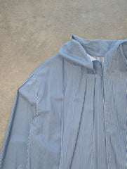 Irmasworld Blouse Women's Top Blue White Striped Long Sleeve Tie Neck