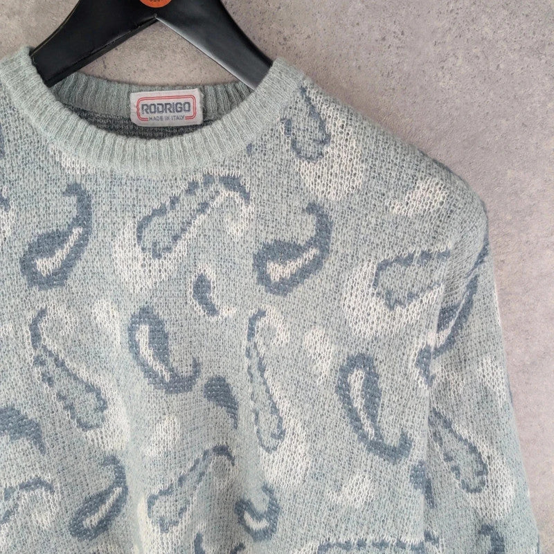 Rodrigo Jumper Mens Medium M Vintage Paisley Knitted Italian