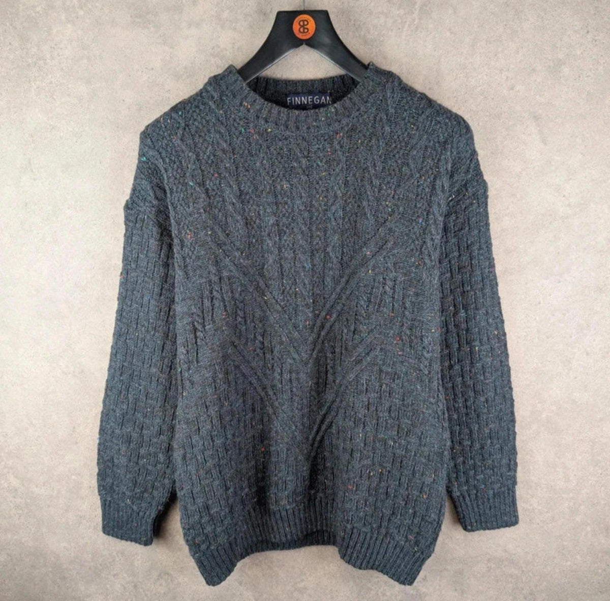 Finnegan Jumper Mens L Large Grey Knitted Vintage Pullover