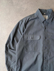 Y2K Utility Shirt Men’s XL Grey Workwear Technical Long Sleeve Oversized