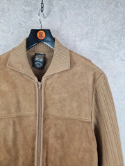 Vintage St Michael suede jacket mens small brown wool full zip Chore casual